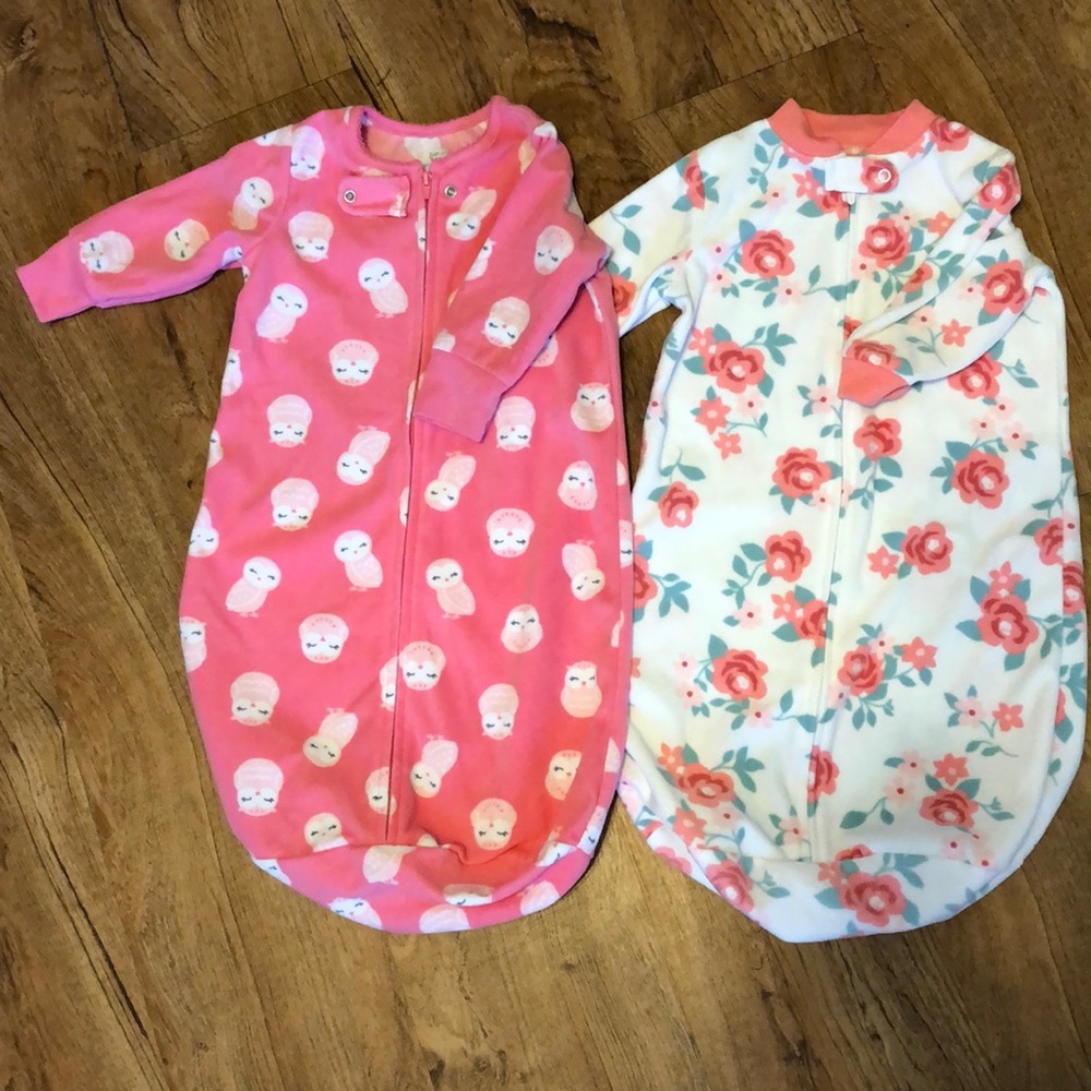 0-9M baby girl fleece sleep sacks